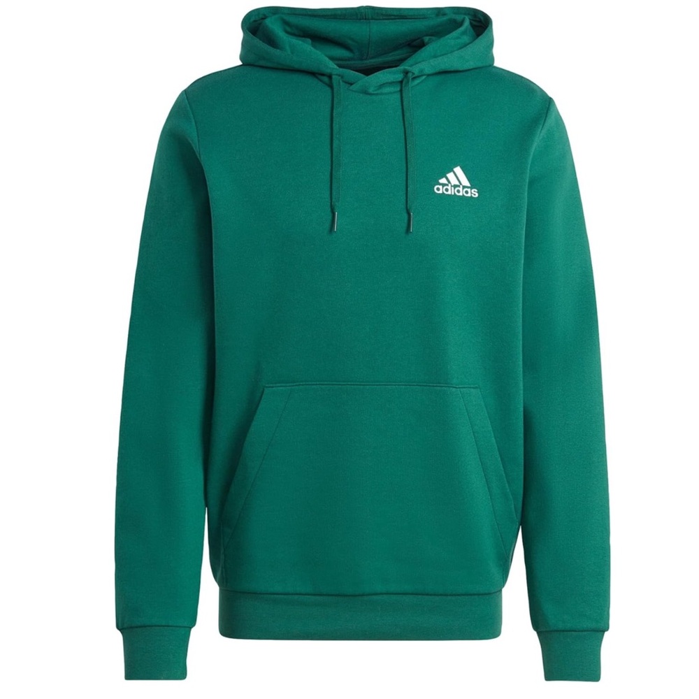 adidas Feel Cozy Fleece Badge of Sport Long Sleeve Pullover Hooded Sweatshirt